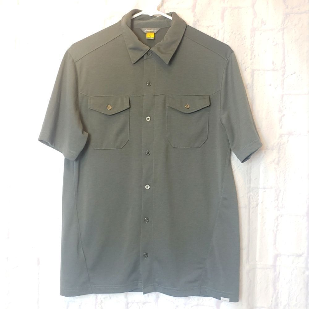 EDDIE BAUER S/S Casual Button Down Shirt Charcoal Gray Men's Small